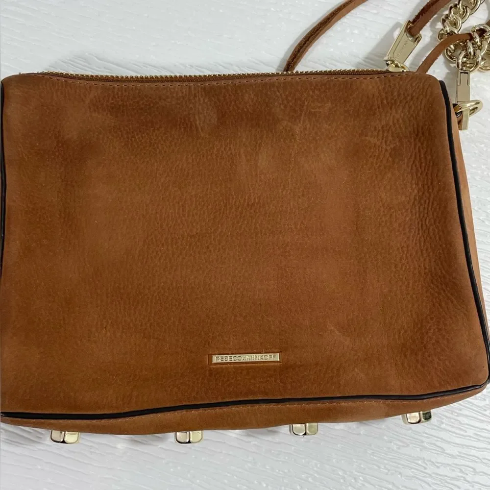 Rebecca Minkoff Avery Crossbody Bag Caramel Brown Nubuck‎ Leather Purse